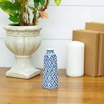 Elegant Square Blue and White Porcelain Vase