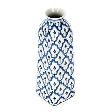 Elegant Square Blue and White Porcelain Vase