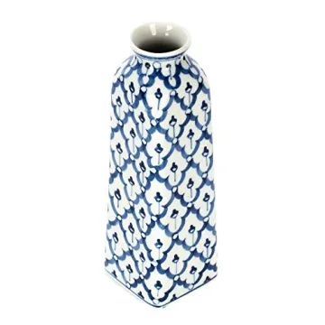 Elegant Square Blue and White Porcelain Vase