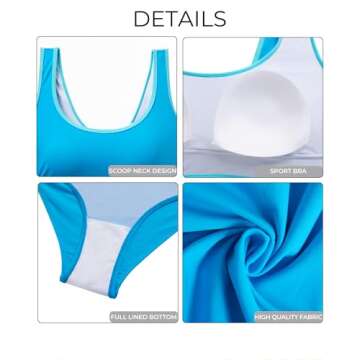 Aqua Eve Plus Size High Waisted Bikini Sets Two Piece Color Block Swimsuits Full Coverage Bikini Sporty Bathing Suits Blue Green 20W