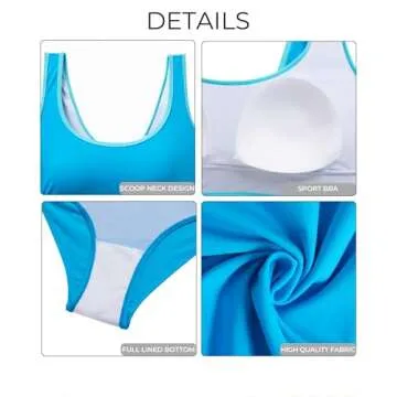 Aqua Eve Plus Size High Waisted Bikini Sets Two Piece Color Block Swimsuits Full Coverage Bikini Sporty Bathing Suits Blue Green 20W