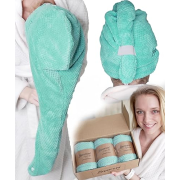 Leporem Microfiber Hair Towel Wrap 3-Pack - Super Absorbent Quick Dry Turban for Women, Men & Kids -...