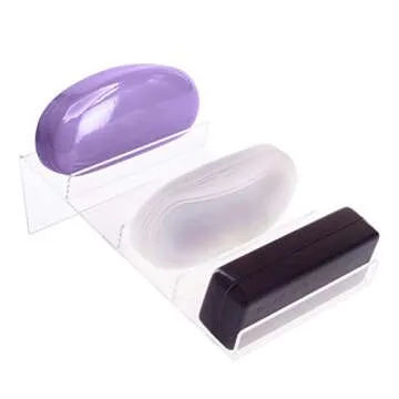 MOOCA Acrylic Slanted Eyewears Stand Holder Organizer, Eyeglasses Holder, Sunglasses Rack Stand, Sunglasses Stand, Acrylic Showcase Display with Elevated Sloping Design for 4 Pairs of Glasses