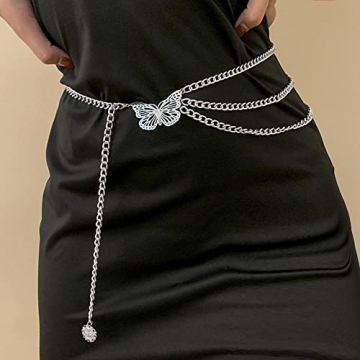 Silver Butterfly Waist Chain Elegant Body Jewelry for Women