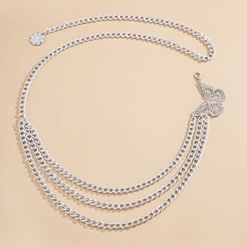 Silver Butterfly Waist Chain Elegant Body Jewelry for Women