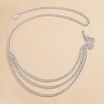 Silver Butterfly Waist Chain Elegant Body Jewelry for Women