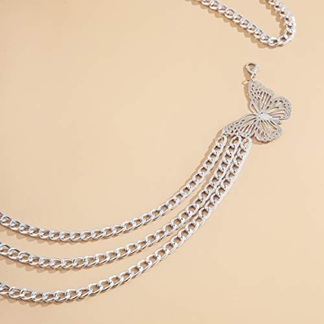 Silver Butterfly Waist Chain Elegant Body Jewelry for Women