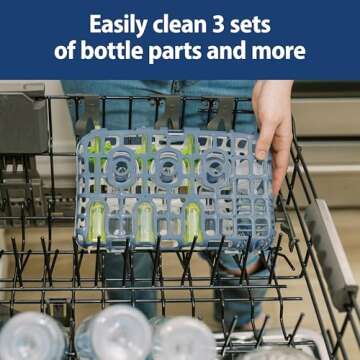 Dr. Brown's Dishwasher Basket for Small Baby Bottle Parts, Pacifiers, and Accessories, Clean, Store and Organize Newborn Essentials, BPA free,(Colors May Vary)