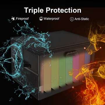 Grarg File Box with Lock, Fireproof Filing Box Document Storage Organizer for Hanging Letter/Legal F...