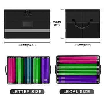 Grarg File Box with Lock, Fireproof Filing Box Document Storage Organizer for Hanging Letter/Legal File Folder, Portable File Cabinet with Handle for Home Office (1-Layer)