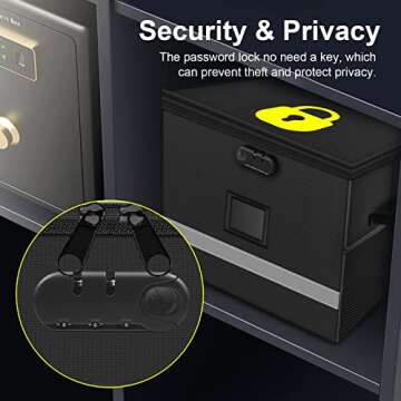 Grarg File Box with Lock, Fireproof Filing Box Document Storage Organizer for Hanging Letter/Legal File Folder, Portable File Cabinet with Handle for Home Office (1-Layer)