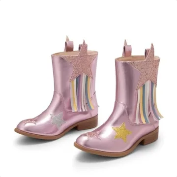 DREAM PAIRS Girls Stylish Cowgirl Boots for Little Fashionistas