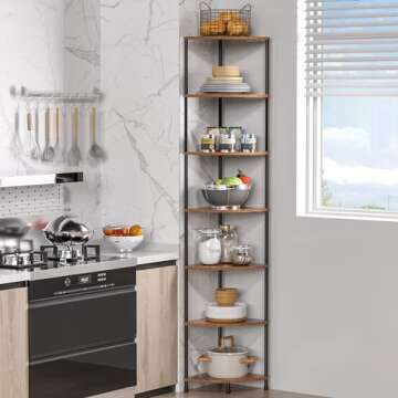 Greatseas Corner Plant Stand Shelf, 7 Tier Tall Shelf Plant Stand for Indoor Plants, Rustic Brown Co...