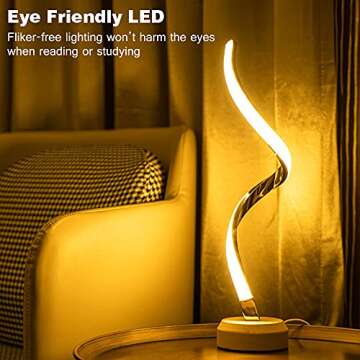 LONRISWAY Modern Desk lamp LED Wood Table Lamp, Bedroom Bedside Night Light, Dimmable Led Lighting, ...