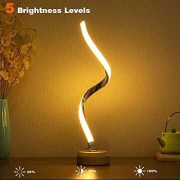 LONRISWAY Modern Desk lamp LED Wood Table Lamp, Bedroom Bedside Night Light, Dimmable Led Lighting, Creative Home Decor, Unique House warmging Gift