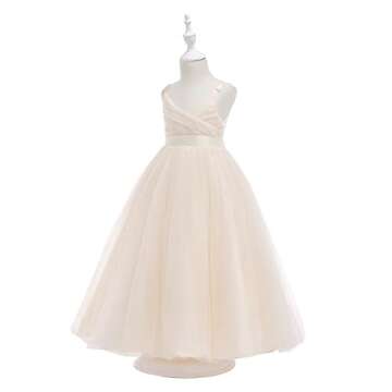 Glamulice Champagne Girls Lace Bridesmaid Dress Long A Line