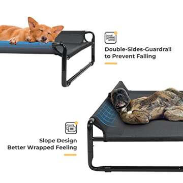 Veehoo Original Cooling Elevated Dog Bed, Outdoor Raised Cots Bed for Large Dogs, Portable Standing ...