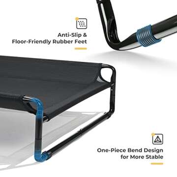 Veehoo Original Cooling Elevated Dog Bed, Outdoor Raised Cots Bed for Large Dogs, Portable Standing Pet with Washable Breathable Mesh, No-Slip Feet Indoor Outdoor, Large, Black, CWC2201