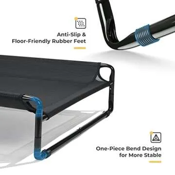 Veehoo Original Cooling Elevated Dog Bed, Outdoor Raised Cots Bed for Large Dogs, Portable Standing Pet with Washable Breathable Mesh, No-Slip Feet Indoor Outdoor, Large, Black, CWC2201