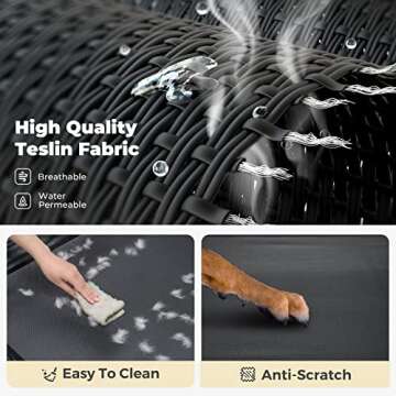 Veehoo Original Cooling Elevated Dog Bed, Outdoor Raised Cots Bed for Large Dogs, Portable Standing Pet with Washable Breathable Mesh, No-Slip Feet Indoor Outdoor, Large, Black, CWC2201