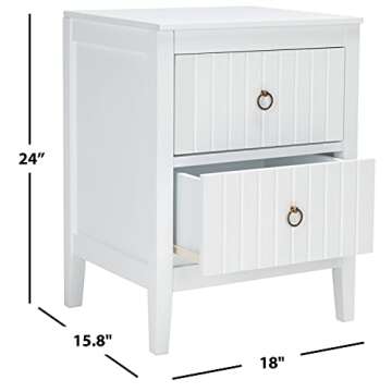 SAFAVIEH Home Collection Tegan 2-Drawer --Bedroom --LivingRoom Accent Side Table Storage Nightstand NST5004A, White