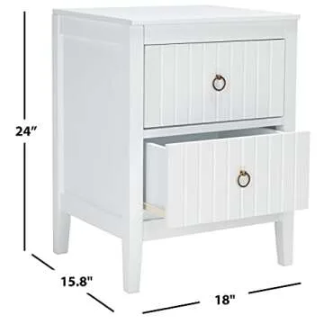 SAFAVIEH Home Collection Tegan 2-Drawer --Bedroom --LivingRoom Accent Side Table Storage Nightstand NST5004A, White