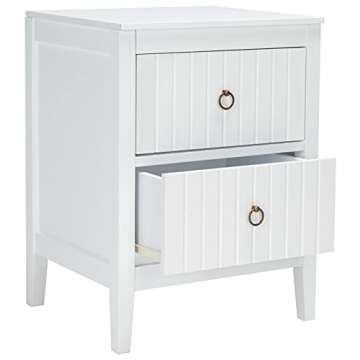 SAFAVIEH Home Collection Tegan 2-Drawer --Bedroom --LivingRoom Accent Side Table Storage Nightstand NST5004A, White