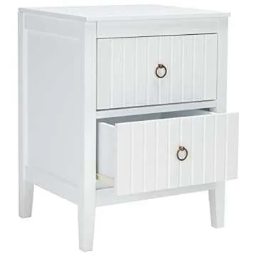 SAFAVIEH Home Collection Tegan 2-Drawer --Bedroom --LivingRoom Accent Side Table Storage Nightstand NST5004A, White