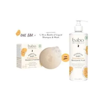 Babo Botanicals Sensitive Baby Fragrance-Free 2-in-1 Shampoo & Wash Bar - Shea Butter, Calendula & Aloe Vera - EWG Verified - Cruelty-Free - Vegan - Pediatrician Tested - For Babies & Kids