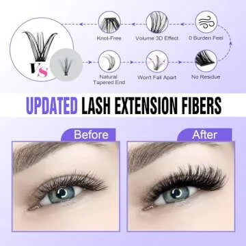 Pawotence Lash Clusters Kit 40D Individual Lashes Extension Kit DIY 280pcs 9-16mm Cluster Eyelash Extension Kit with Lash Bond and Seal, Lash Tweezers for Self Use (40D, 0.07D, 9-16mm, Kit)