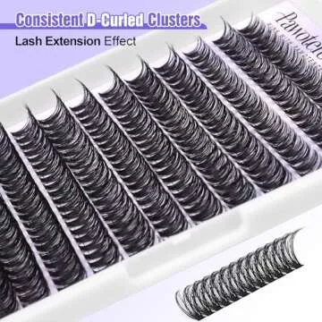 Pawotence Lash Clusters Kit 40D Individual Lashes Extension Kit DIY 280pcs 9-16mm Cluster Eyelash Extension Kit with Lash Bond and Seal, Lash Tweezers for Self Use (40D, 0.07D, 9-16mm, Kit)