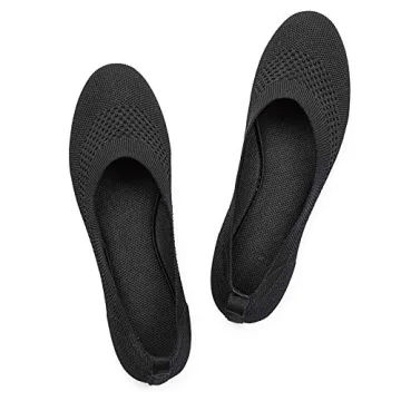 Frank Mully Women’s Ballet Flat Shoes Knit Dress Shoes Round Toe Slip On Ballerina Walking Flats S...
