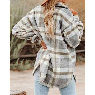 BTFBM Women's Button Down Plaid Shirt for Casual Chic