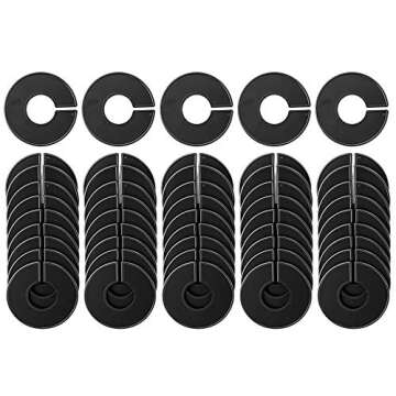 NAHANCO CBLKBLANK50, Black Round Clothing Rack Size Dividers, Blank, Kit of 50