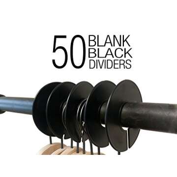 NAHANCO CBLKBLANK50, Black Round Clothing Rack Size Dividers, Blank, Kit of 50