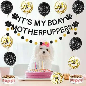 Dog Birthday Decorations Banner and Balloons Set