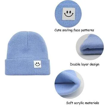 AJG Toddler Kids Beanie Caps,Soft Warm Baby Knitted Winter Hat for Boys Girls(Blue)