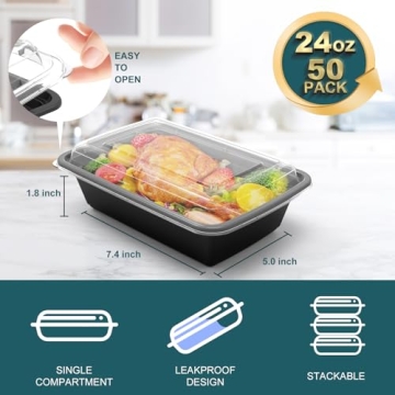 Durable WGCC Meal Prep Containers 50 Pack BPA Free