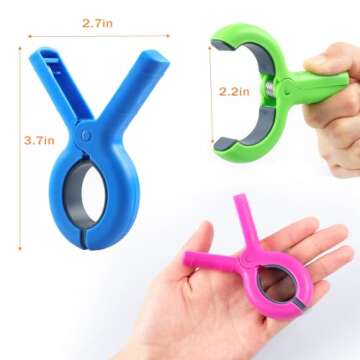 8 Pcs Beach Towel Clips for Beach Chairs, Towel Holder for Beach Chair Pool Chair on Cruise, Jumbo Size Heavy Duty Clothes Pins, Beach Chair Clips to Keep Your Towel from Blowing Away, 4 Colors