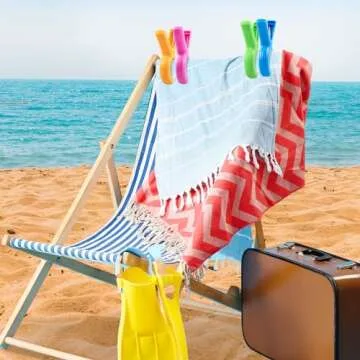 8 Pcs Beach Towel Clips for Beach Chairs, Towel Holder for Beach Chair Pool Chair on Cruise, Jumbo Size Heavy Duty Clothes Pins, Beach Chair Clips to Keep Your Towel from Blowing Away, 4 Colors