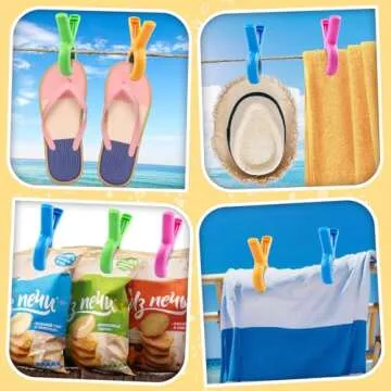 8 Pcs Beach Towel Clips for Beach Chairs, Towel Holder for Beach Chair Pool Chair on Cruise, Jumbo Size Heavy Duty Clothes Pins, Beach Chair Clips to Keep Your Towel from Blowing Away, 4 Colors