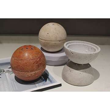 Natural Travertine Round Incense Cone Holder, Minimalist Sphere Incense Burner for Cones, Home Decorations 3.94in (Gray)