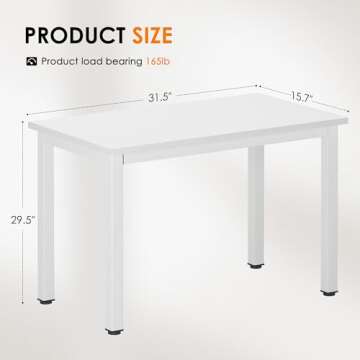 DlandHome Computer Desk, 31.5 inch Modern Simple Desk Computer Table Study Writing Desk for Home Office, White