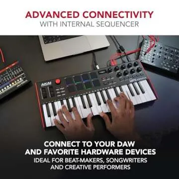 Akai Professional MPK Mini Plus - USB MIDI Keyboard Controller with 37 Mini Keys, 8 MPC Pads, Sequencer, MIDI/CV/Gate I/O, Music Production Software