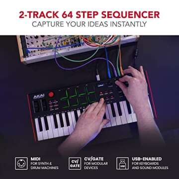 Akai Professional MPK Mini Plus - USB MIDI Keyboard Controller with 37 Mini Keys, 8 MPC Pads, Sequencer, MIDI/CV/Gate I/O, Music Production Software