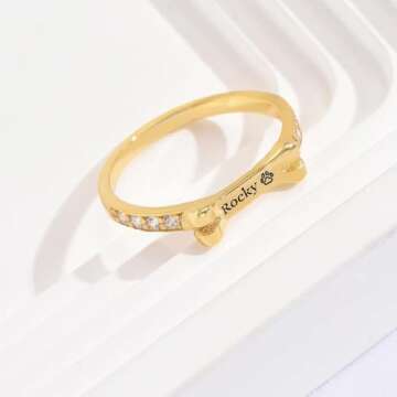 Personalized Dog Bone Ring for Pet Lovers and Owners