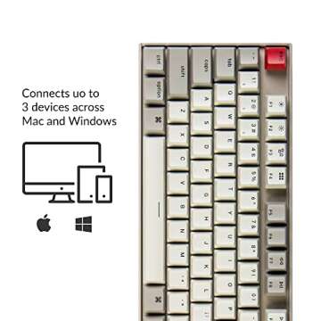 Keychron K8 87 Keys Tenkeyless Layout Wireless Bluetooth Mechanical Gaming Keyboard for Mac, Multita...