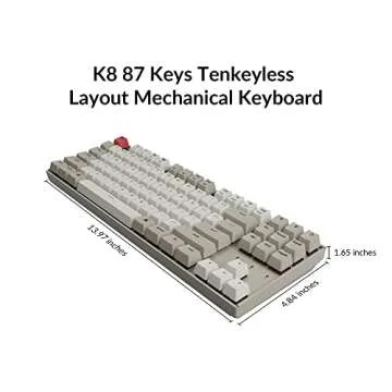 Keychron K8 87 Keys Tenkeyless Layout Wireless Bluetooth Mechanical Gaming Keyboard for Mac, Multitasking Type-C Wired Computer Keyboard for Windows Mechanical Brown Switch