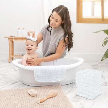 Baby Washcloths, Muslin Cotton Baby Towels 10 Pack -Large 10”x10” Wash Cloths Soft on Sensitive ...