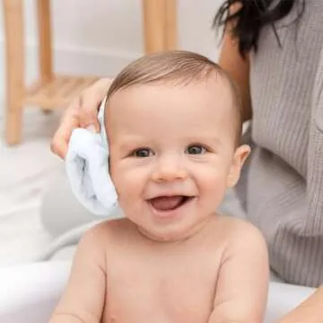 Baby Washcloths, Muslin Cotton Baby Towels 10 Pack -Large 10”x10” Wash Cloths Soft on Sensitive Skin, Absorbent for Boys & Girls, Newborn Baby & Toddlers Bibs & Burp Cloths Essentials Set, White